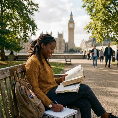 International student at a US university researching study abroad scholarship opportunities on a laptop